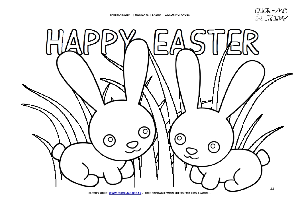 Easter Coloring Page: 44 Happy Easter cute bunnies